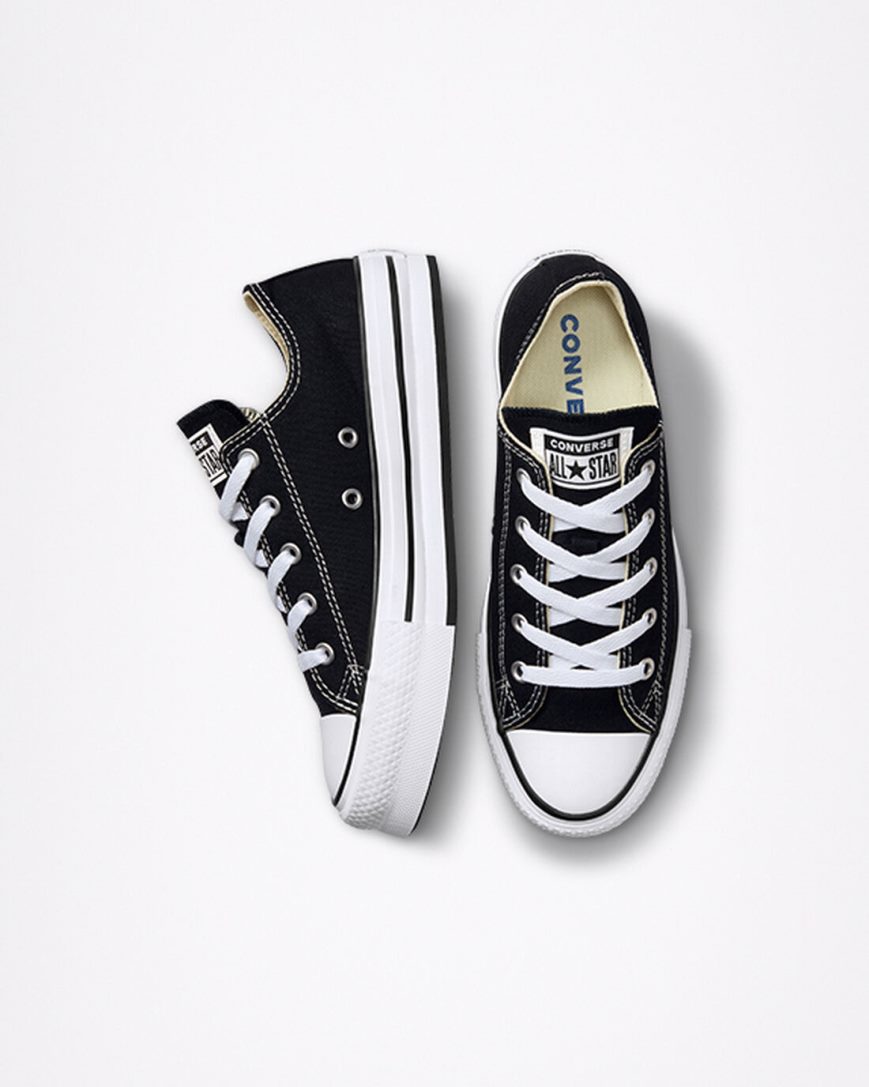 Dívčí Boty Na Platformy Converse Chuck Taylor All Star Lift Nízké Černé Bílé Černé | CZ DXPA31